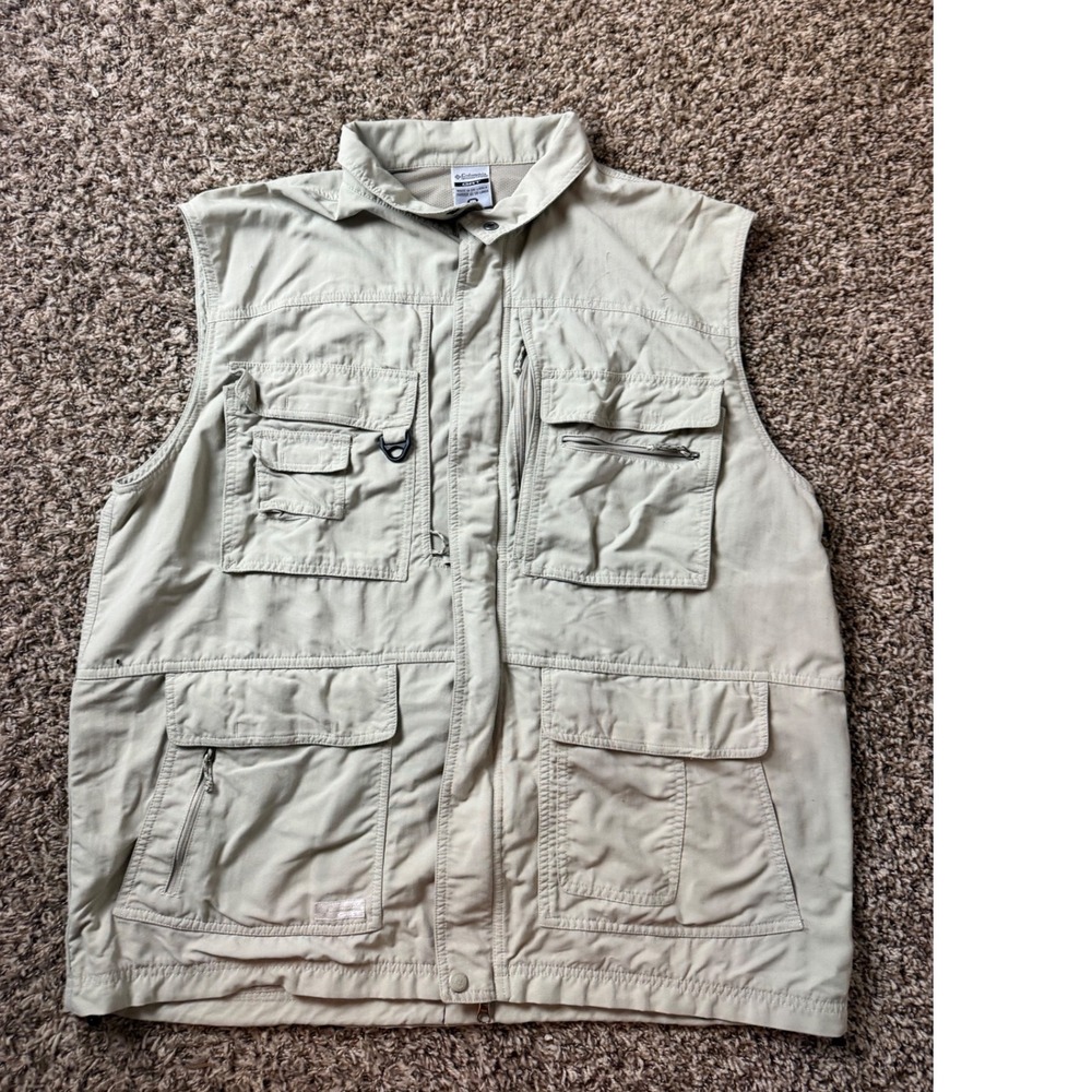 Columbia GRT Mens XXL Khaki Tan Multi Pocket Utility Fishing Hiking Vest
